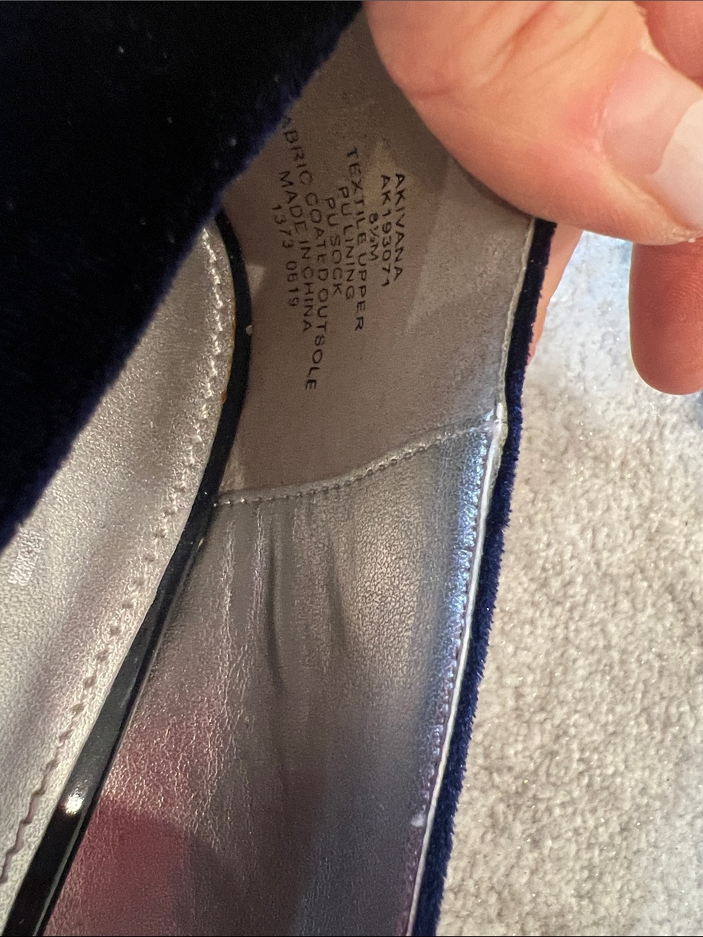 Anne Klein I flex Navy Velvet Loafers with Rhinestone Band - Picture 6 of 6